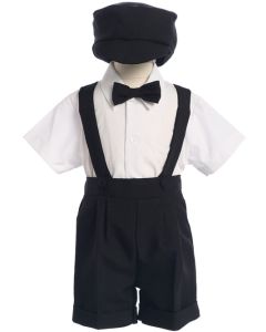 Black Suspender Short Set