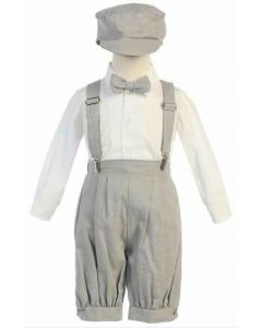 Light Grey Linen Suspender Set