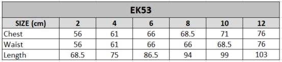 EK53 Size chart