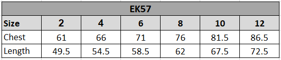 EK57 Size chart