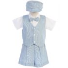 Light Blue Linen Vest Set