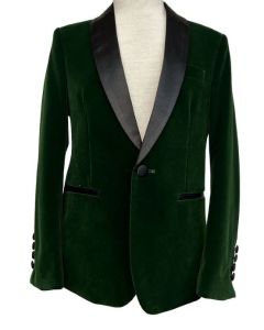 643 - Hunter Green Velvet Jacket