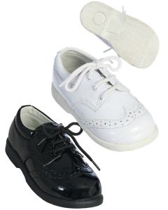 290 Boys Patent Leather Black and White Shoes